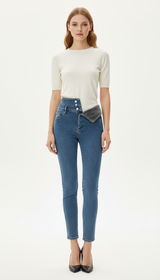 OURYE Women's Fleece Jeans Trousers - High Waist
