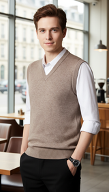 Men's Solid Colour Sweater Vest - V-Neck Sleeveless - Image 7