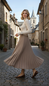 OURYE Women's Cashmere Turtleneck Skirts - A Line in Coffee