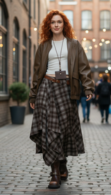 Plaid A-Line Midi Skirt – Women's High-Waist Retro - Image 5