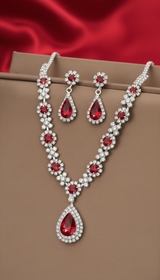 Crystal Teardrop Necklace and Earring Set - 3-Piece - Image 6