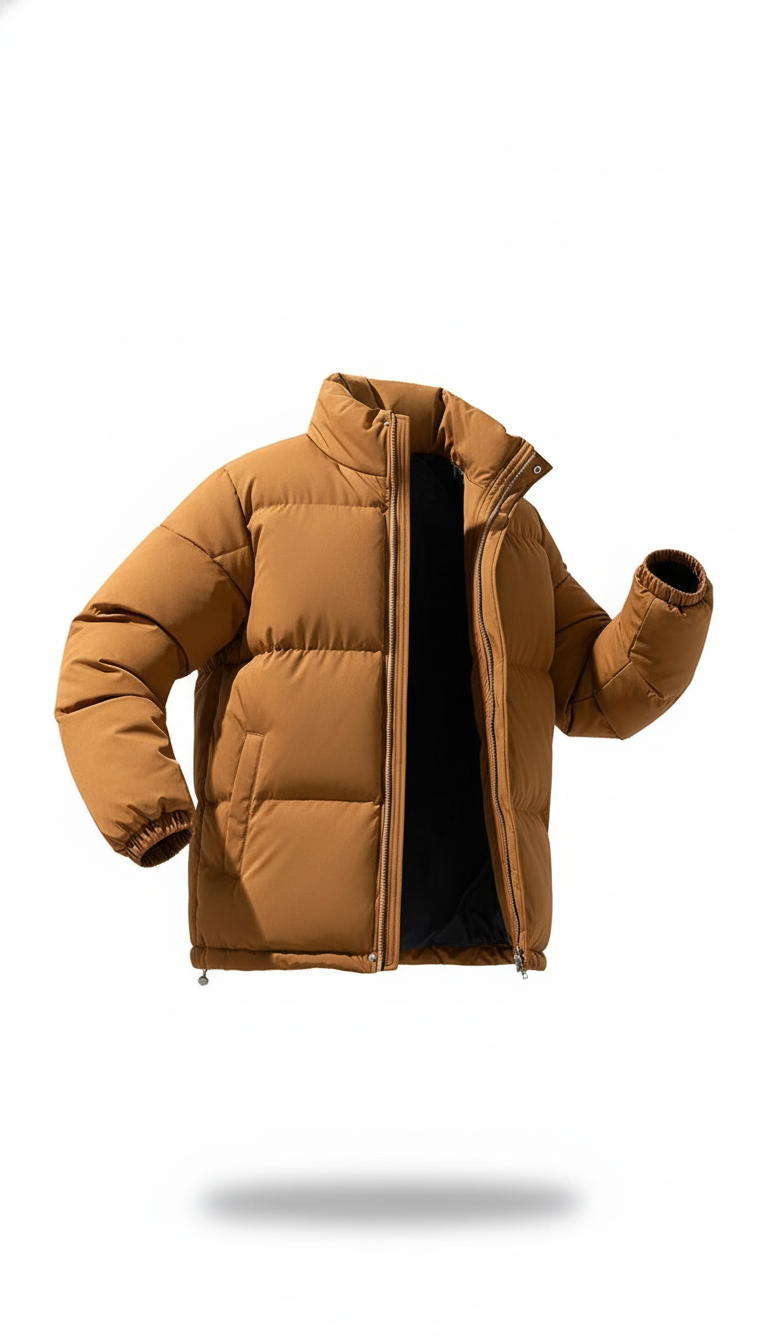 OURYE Men's Quilted Puffer Jacket - Relaxed in Camel