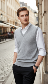 Men's Solid Colour Sweater Vest - V-Neck Sleeveless - Image 6