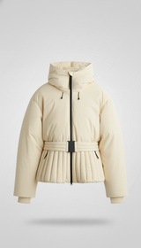 OURYE Women's Hooded Down Jacket - Cropped in Cream