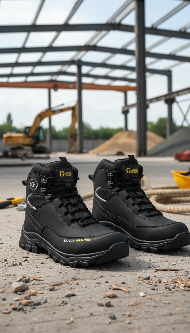 Men's Steel Toe Safety Work Shoes - Waterproof - Detail Close-Up