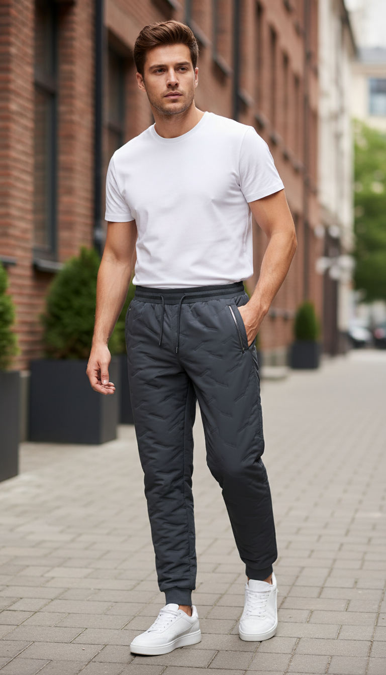 Men's Down Cotton Pants - Waterproof Thicken Fleece - Back View