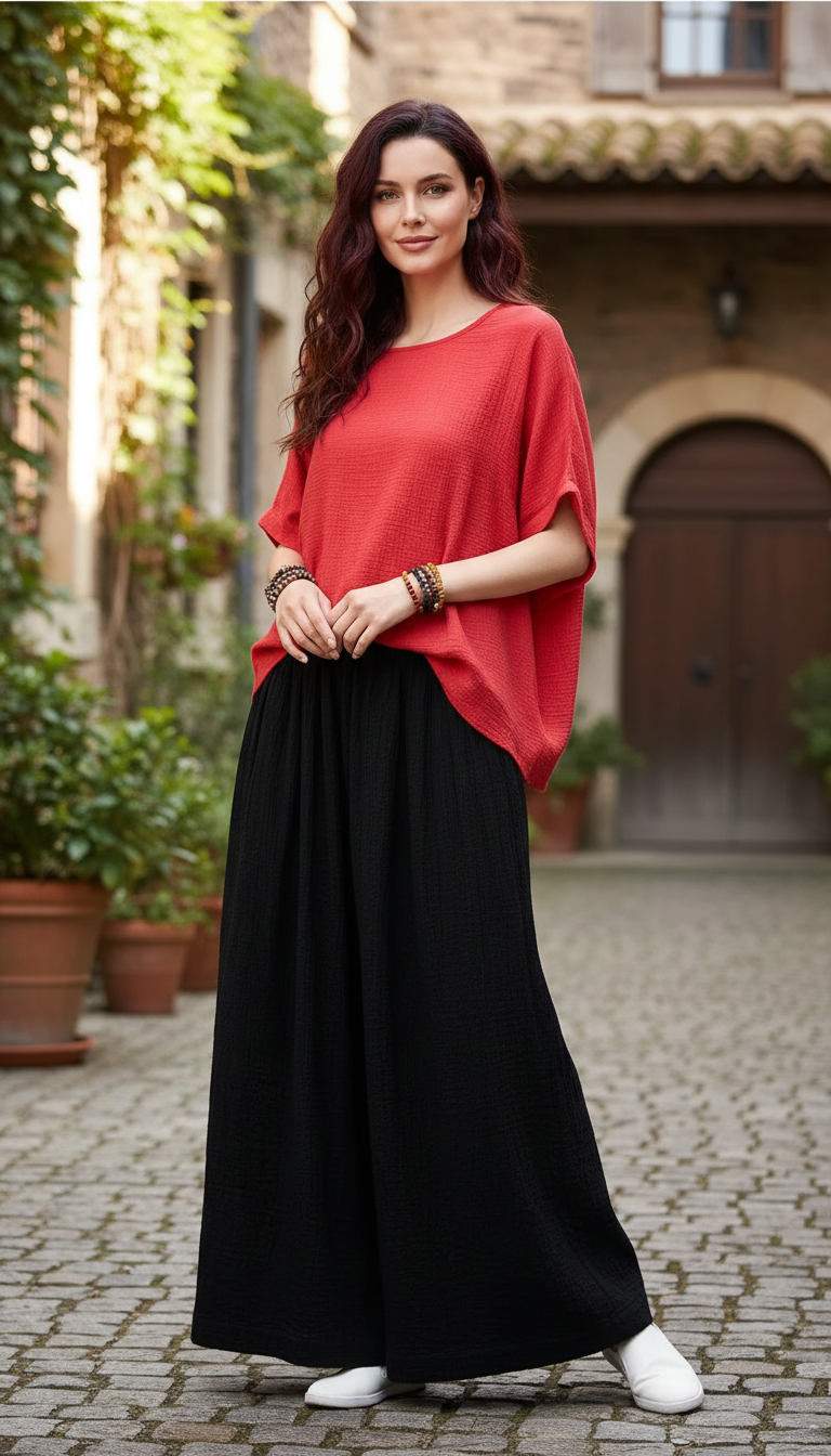 Women's Cotton Linen Wide Leg Pants - Pleated - Image 10