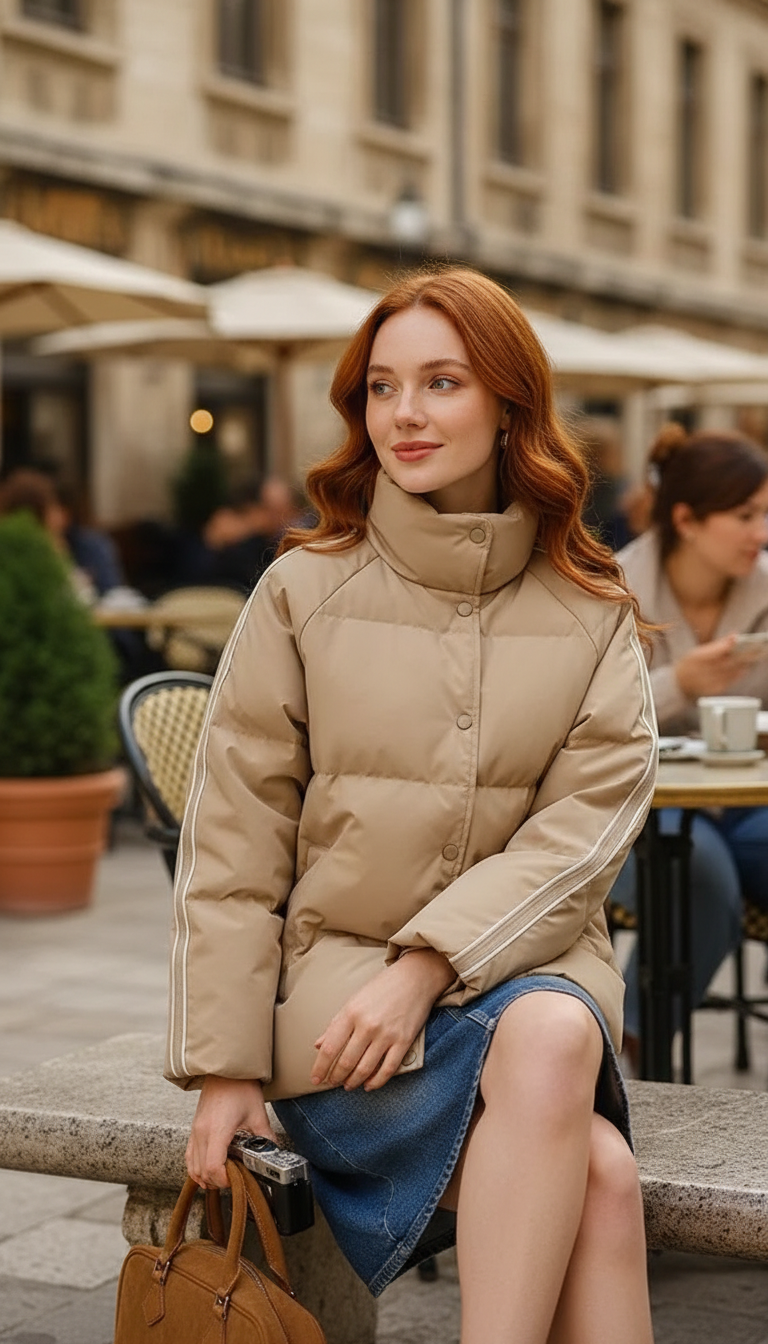 Women's Waterproof Down Jacket - Stand-Up Collar Loose - Image 5