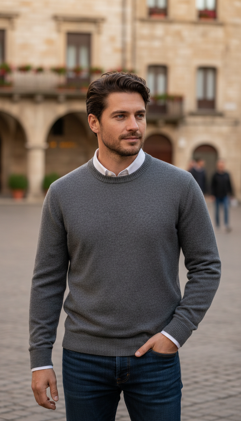 Premium Cashmere O-Neck Pullover – Men's Oversized Knit - Image 13