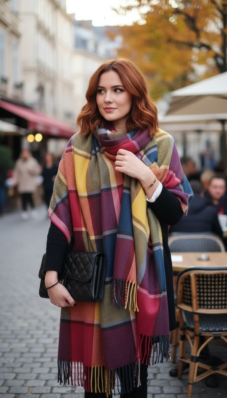 Women's Lattice Scarf - Thick Imitation Cashmere Shawl - Image 6