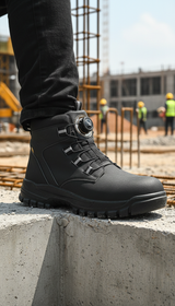 Men's Waterproof Steel Toe Safety Boots - Indestructible - Detail Close-Up