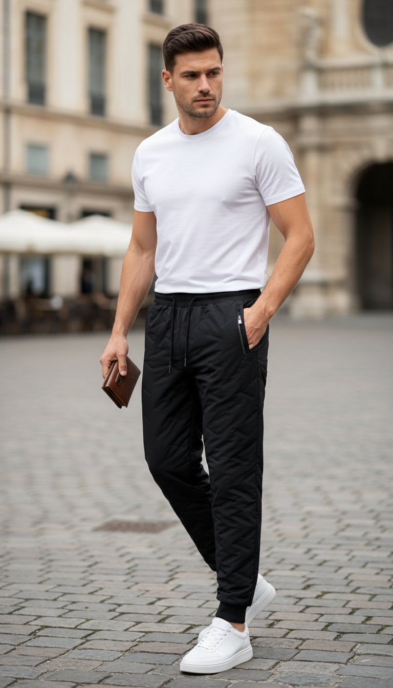 Men's Down Cotton Pants - Waterproof Thicken Fleece - Detail Close-Up