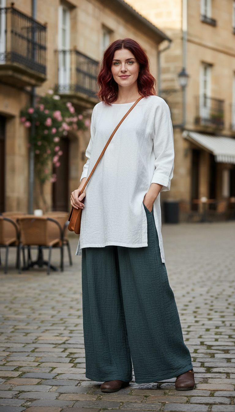 Women's Cotton Linen Wide Leg Pants - Pleated - Image 8