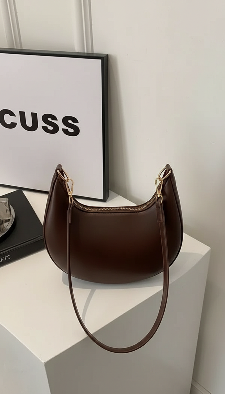 Women's Moon-Shaped Baseball Shoulder Bag - Luxury High-End - Image 8