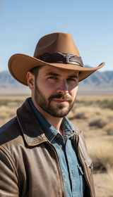Western Cowboy Hat with Roll Brim - Felt - Image 7