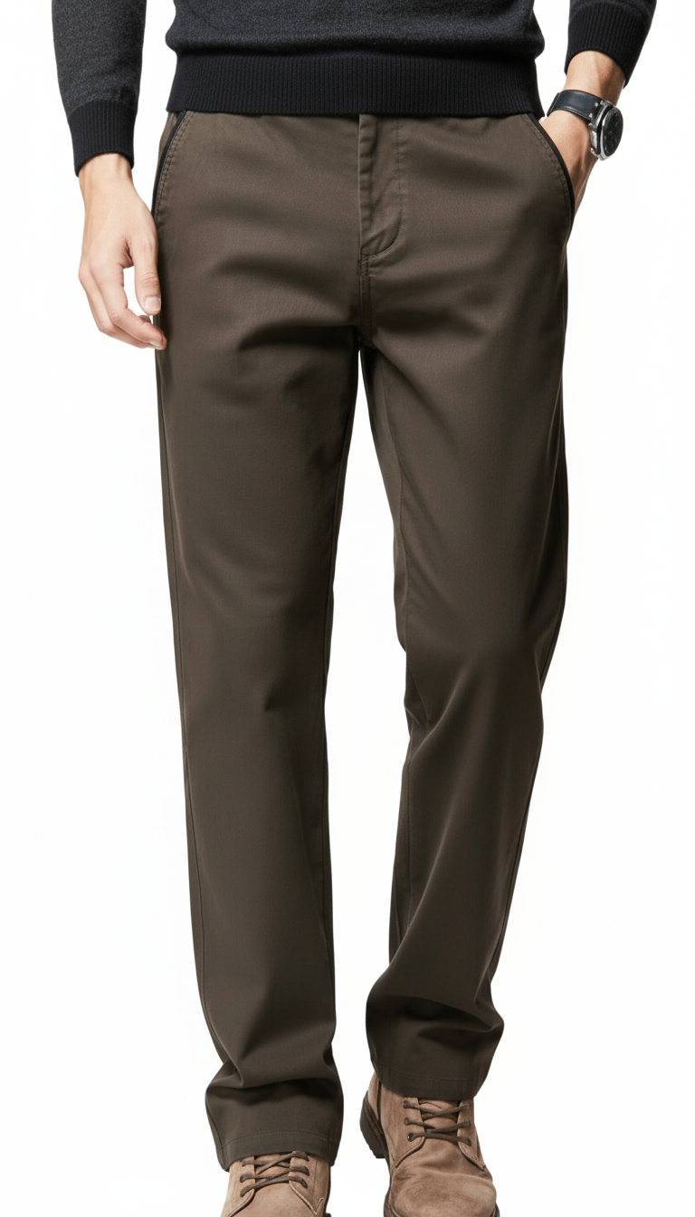 Hochwertige Lyocell-Stoff Freizeithose Herren Einfarbige Business Fashion Straight Chinos Grau Marken Hose Männer