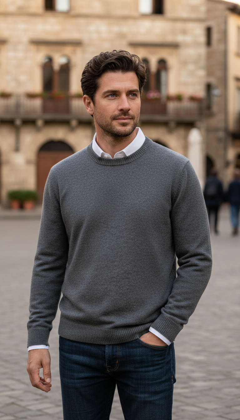 Premium Cashmere O-Neck Pullover – Men's Oversized Knit - Image 14