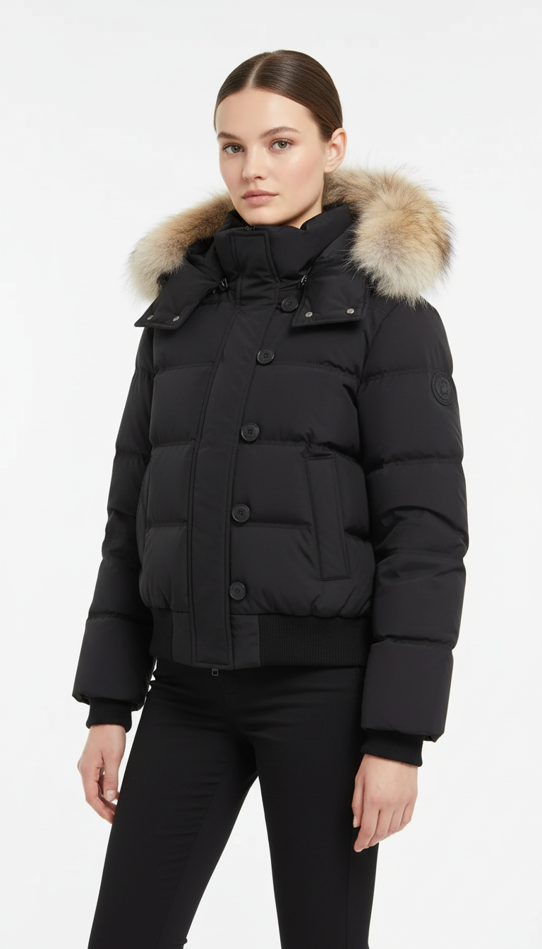 OURYE Women's Down Puffer Jacket - Cropped in Black