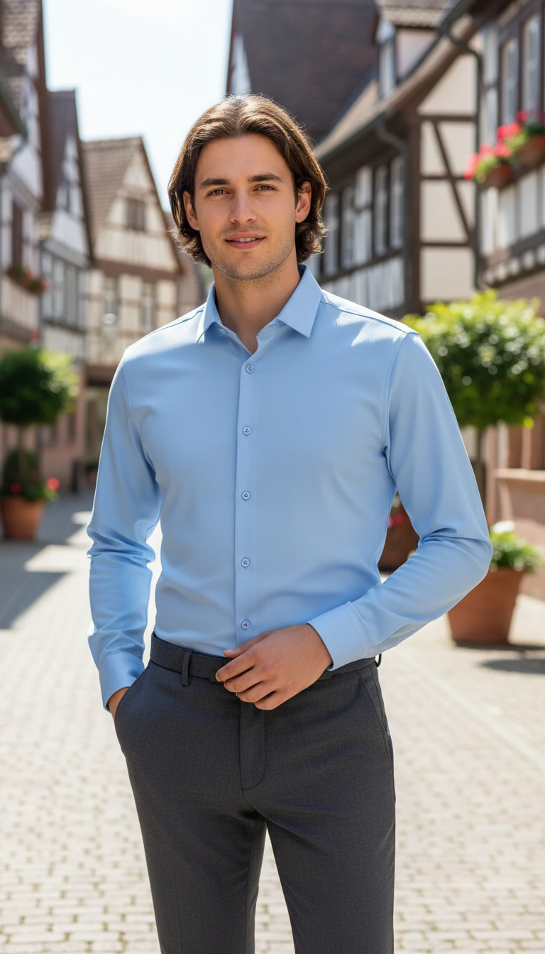 Wrinkle-Free Business Shirt – Men's Long Sleeve High - Image 8