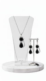 Sterling Silver Cat Necklace and Earring Set - - Side View