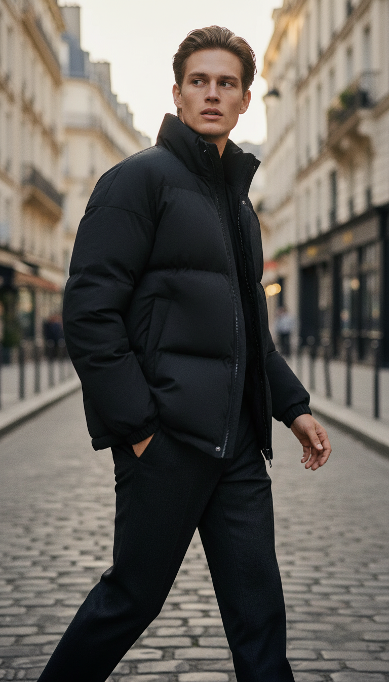 OURYE Men's Quilted Puffer Jacket - Relaxed in Camel