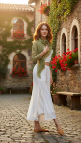 Women's Mesh Dance Pants - Wide Leg Yoga - Detail Close-Up
