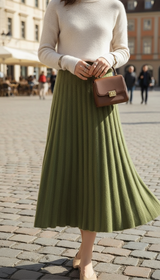 Mink Cashmere Pleated Skirt – Women's High-Waist Knitted - Image 14