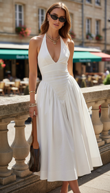 Women's Backless V-Neck Maxi Dress - Sleeveless Evening - Image 10