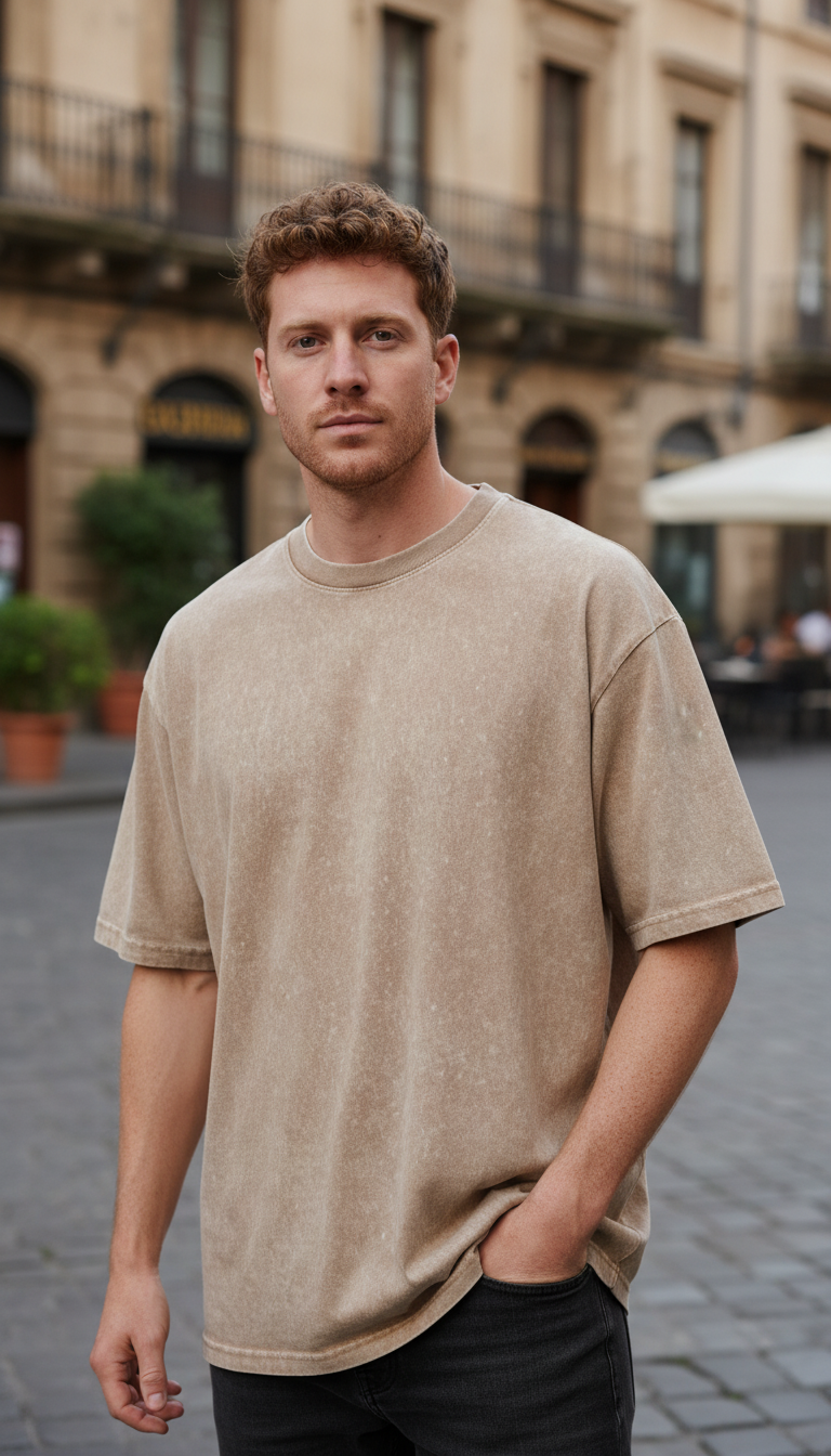 OURYE Men's Cotton T-Shirt - Oversized in Black