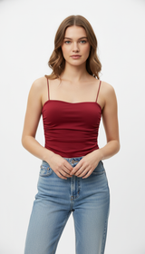 Women's Ribbed Cami Tank Top - Fitted Sleeveless Top with Removable Pads