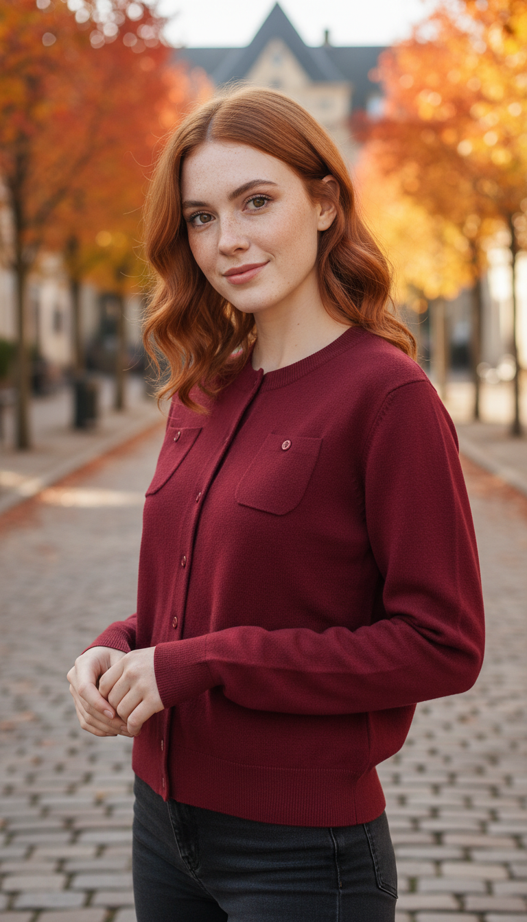 OURYE women's wool knit cardigan — Additional view