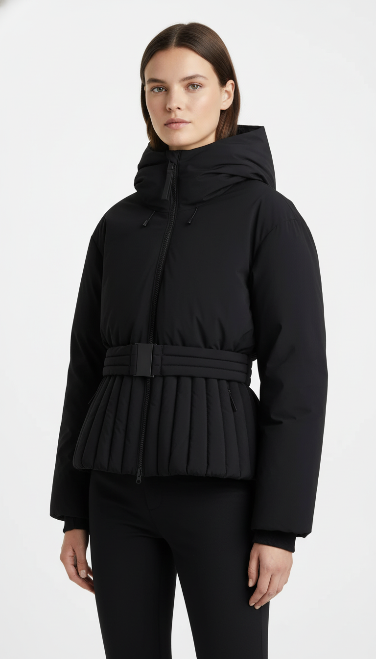OURYE Women's Hooded Down Jacket - Cropped in Cream