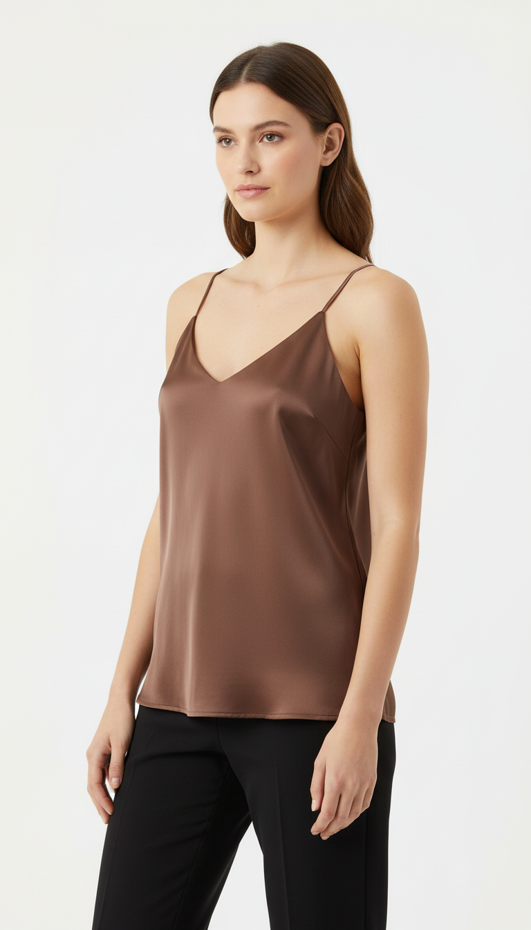 OURYE Women's Satin Cami - Slim Fit in Champagne