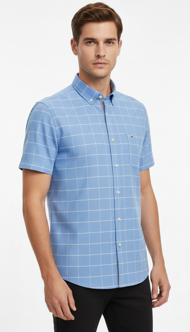 OURYE — Men's Shirt — 100% Cotton Breathable Oxford Short