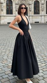 Women's Backless V-Neck Maxi Dress - Sleeveless Evening - Image 12