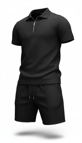 OURYE Men's Waffle Knit Two-Piece Set - Regular Fit in Black