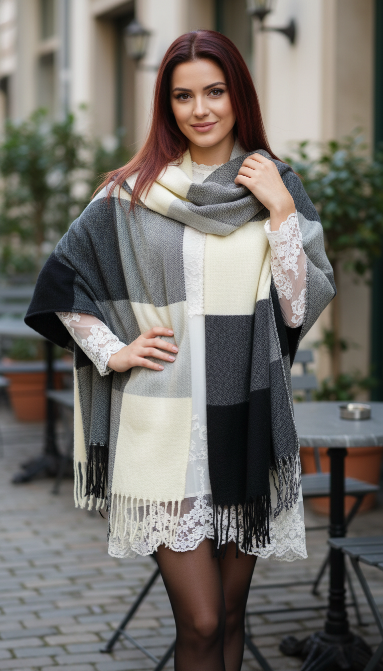 Women's Lattice Scarf - Thick Imitation Cashmere Shawl - Image 12