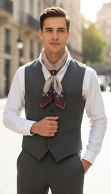 Men's Cotton Linen Scarf - Houndstooth Print Square - Image 11