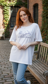 Women's Oversized Letter Print T-Shirt - Loose Fit - Back View