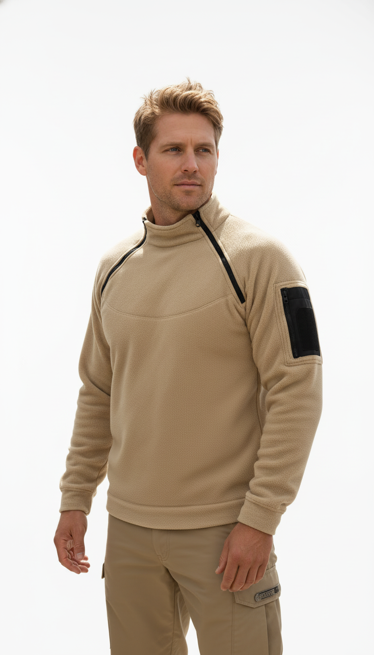 Herren Taktische Hoodies Militär Outdoor Pullover Langarm Reißverschluss Pullover Fleece Winddicht Thermisch für Wandern Camping Armee