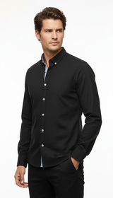OURYE Men's Cotton Oxford Shirt - Full Length in Navy