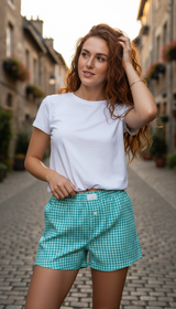 Women's Gingham Plaid Shorts - Elastic Waist Cotton - Image 5