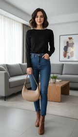 Women's Moon-Shaped Baseball Shoulder Bag - Luxury High-End - Front View