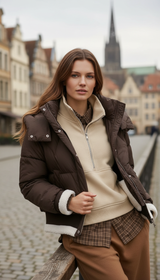 Women's Patchwork Down Jacket - Hooded Loose Fit - Image 6