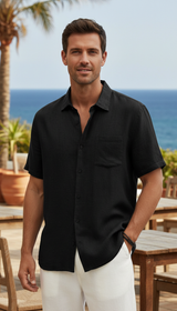 Cotton Linen Short-Sleeve Shirt – Men's Beach Shirt - Image 8