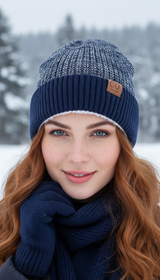 Fur-Lined Two-Tone Beanie – Unisex Knitted Hat in - Image 8