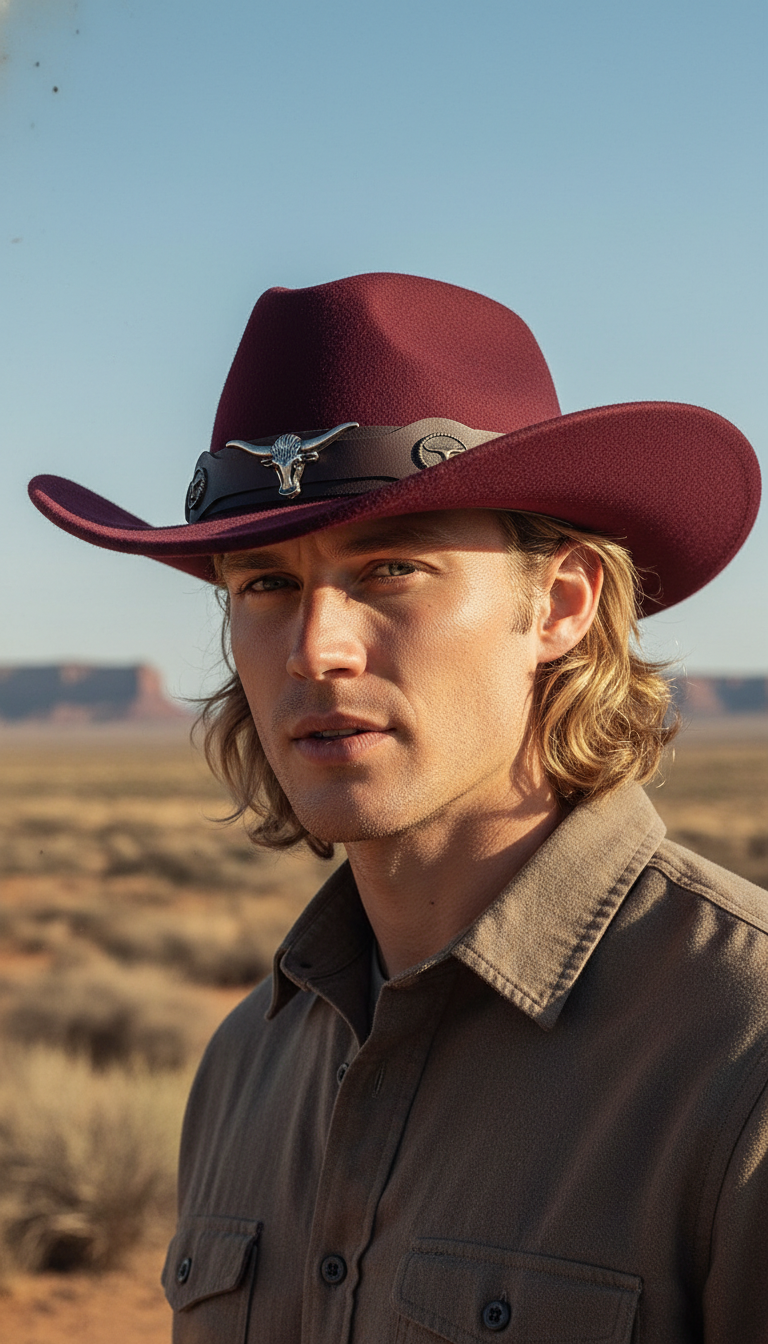 Western Cowboy Hat with Roll Brim - Felt - Image 9
