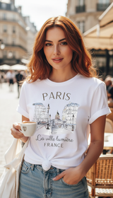 Women's Paris Print Graphic T-Shirt - 90s Style - Front View