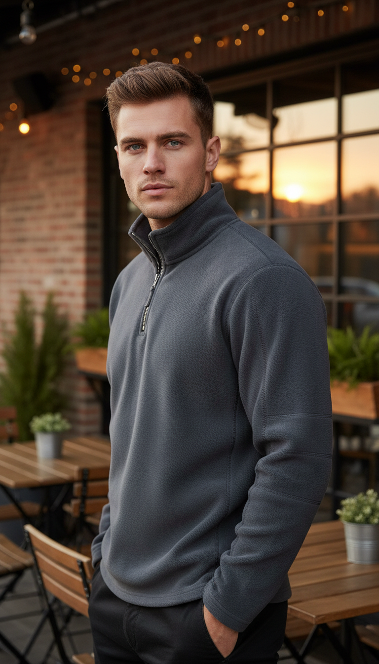 Men's Thicken Warm Fleece Jacket - Zipper Neck - Image 14