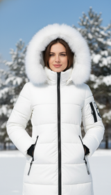 Women's Long Fur Collar Hooded Parka - Elegant - Image 10